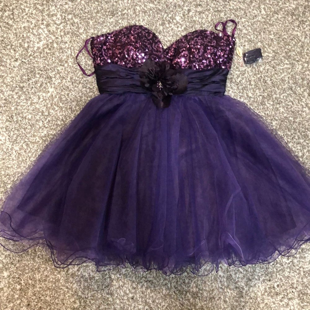 Dancing Queen Purple Sequin Tulle Party Dress